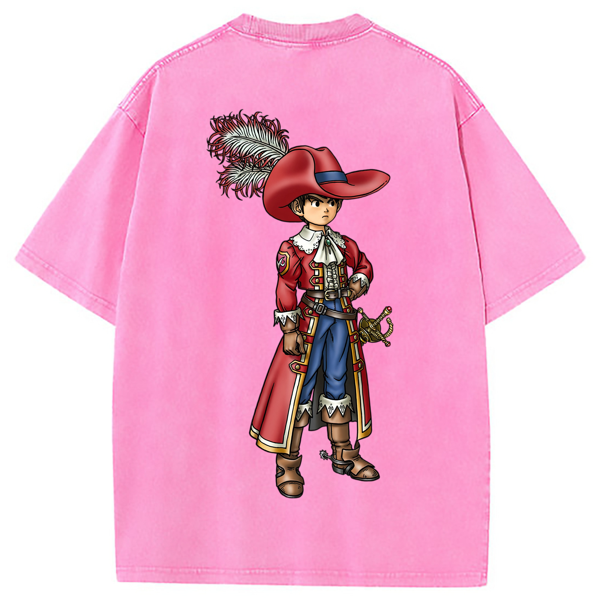 （画像用） ドラゴンクエスト Doragon Kuesuto Dragon Quest 綿100% ヴィンテージ風 半袖Tシャツ（背面プリント）